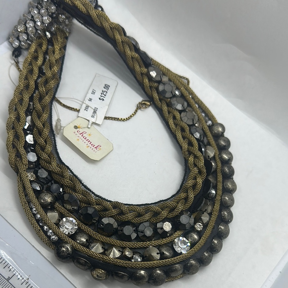 Gold and Black Multi-Strand Statement Necklace